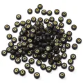 Black acrylic 4x7mm flat round letter beads with gold letter O for DIY jewelry - 50 Pcs/Pack 4x7mm Hole approx 1mm / Letter O