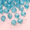 Polished lake blue faceted acrylic rhombus beads for DIY bracelet jewelry making - Blue Round Bead