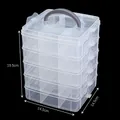 Caja organizadora de plástico transparente de 5 capas con asa gris, altura de 19,5cm - Estilo Apilable Portátil / Transparente