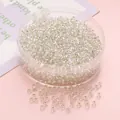 Perles de rocaille en verre argenté 3mm pour bijoux DIY dans une boîte ronde - 3mm (10g/paquet, env. 300 pièces) / Argent Blanc
