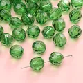 Green diamond-cut acrylic faceted beads for DIY jewelry and bracelet making - Round Green