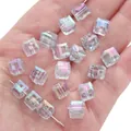 8mm iridescent acrylic cube beads with AB coating for DIY handmade jewelry crafting - Blue