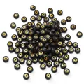 Black acrylic flat round beads with gold letter Q for DIY jewelry making and crafts - 50 Pcs/Pack 4x7mm Hole approx 1mm / Letter Q