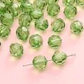 Emerald green faceted acrylic crystal beads for DIY jewelry bracelets and phone charms - Round Light Green