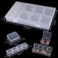 Joyero de plástico transparente con organizador de 15 rejillas y estuches pequeños - Estilo de Rejilla de Tamaño Mixto / Transparente