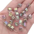 8mm Iridescent acrylic cube beads with rainbow AB finish for DIY jewelry and phone chains - Black