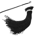 Premium zwarte gevlochten draadspoel met kwastje en ophanglus voor DIY-sieraden maken - 5 Stuks/Verpakking / Zwarte Gevlochten Lus (Ong. 1mm)