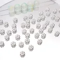 Perline distanziatrici a fiore in lega argento lucido per gioielli fai-da-te e bracciali - Piccolo Fiore a Sei Petali Delicato 6mm (Stile 24) / 40 Pezzi/Confezione (Apertura circa 1.5mm) / Argento