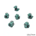 Blue ceramic puppy beads 13x17mm for DIY jewelry making handmade animal charms - 1 Piece Pack / Black-eared Dog / 13x17mm (Aperture approx 2mm) / Teal Blue