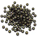 Black acrylic 4x7mm flat round alphabet bead with gold letter S for DIY bracelets - 50 Pcs/Pack 4x7mm Hole approx 1mm / Letter S