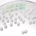 Distanziatori a fiore in argento per gioielli fai da te con perle verdi sfumate - Perlina Distanziatrice a Fiore in Metallo 4mm (Stile 26) / 50 Pezzi/Confezione (Apertura circa 1 mm) / Argento