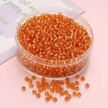 Perles de verre transparentes orange de 3 mm pour bijoux DIY en boîte plastique - 3mm (10g/paquet, env. 300 pièces) / Orange & Jaune