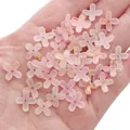 Perle fleur 9mm en acrylique rose translucide avec feuilles d'or pour bijoux DIY - 9mm (10g/Paquet, environ 80 pièces) / Fleurs de Pêcher en Fleurs