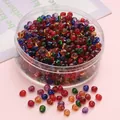 DIY mixed color 4mm glass beads set in a transparent plastic round box for jewelry making - Deep Silver Series