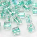 2-4mm glass seed beads for DIY jewelry with green core and iridescent AB coating - Iridescent Green Core Square Beads (Style13)