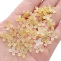 Perles fleurs 9mm en acrylique jaune et crème avec feuille d'or pour bijoux DIY - 9mm (10g/Paquet, environ 80 pièces) / Jaune et Vert