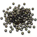 Black acrylic 7mm flat round alphabet beads with gold letter U for DIY jewelry making - 50 Pcs/Pack 4x7mm Hole approx 1mm / Letter U