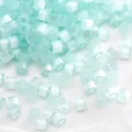 2-4mm light blue glass bugle beads with vertical stripes for DIY jewelry making - Mint Green Bugle Beads (Style14)