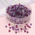 DIY purple glass bead set for jewelry making including 4mm round beads in storage box - Purple Silver Series