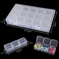 Caja de almacenamiento de plástico transparente con 15 rejillas para joyas y cuentas - Estilo Divisor de Rejilla Mediana / Transparente