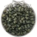 Dark green spool-shaped wooden beads with natural grain for DIY jewelry making - Green Bamboo