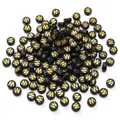 Black acrylic 4x7mm round beads with gold letter M for DIY jewelry making - 50 Pcs/Pack 4x7mm Hole approx 1mm / Letter W