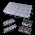 Caja de plástico transparente con 28 compartimentos para joyas, tamaño 17,5x10x2,7cm - Estilo de Compartimiento Mixto / Transparente