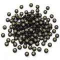 Flat round 4x7mm black acrylic beads with golden letter X for DIY jewelry making - 50 Pcs/Pack 4x7mm Hole approx 1mm / Letter X