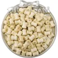Natural wooden hourglass beads for DIY jewelry making displayed on a silver tray - Milky Bamboo