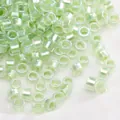 Light green iridescent cylindrical glass seed beads for DIY jewelry and bracelets - Mint Green Iridescent Bugle Beads (Style19)