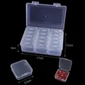 Caja de almacenamiento apilable de plástico con recipientes internos para joyas y cuentas - Estilo de Caja Cuadrada Grande / Transparente