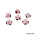 Pink puppy ceramic beads for DIY jewelry making, 6 pieces cartoon set 14x10mm - 1 Piece Pack / Dog Head / 14x10mm (Aperture approx 2mm) / Pink