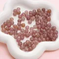 Pink strawberry crystal loose round beads for DIY jewelry making in a white ceramic dish - 8x7mm (Hole approx 1mm, 5 Pieces/Pack) / Strawberry Quartz