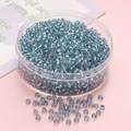 Perles de rocaille 3mm bleu clair avec doublure argentée pour création de bijoux DIY - 3mm (10g/paquet, env. 300 pièces) / Cyan