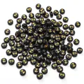Acrylic 4x7mm round flat black beads with gold letter Z for DIY jewelry making - 50 Pcs/Pack 4x7mm Hole approx 1mm / Letter Z