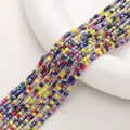 Faceted 2mm multicolor square crystal glass beads for DIY jewelry making - 45cm/Strand, Approx. 180 Pcs, 2mm, Hole Approx. 0.5mm / Taro Mochi