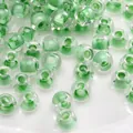 2-4mm clear glass beads with light green core for DIY handmade jewelry making - Green Core Clear Round Beads (Style25)