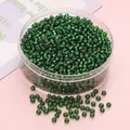 Perles de rocaille en verre vert foncé de 3mm pour bijoux DIY en boîte ronde - 3mm (10g/paquet, env. 300 pièces) / Verdoyant