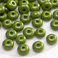 2-4mm olive green glass seed beads for DIY handmade bracelets with high gloss finish - Olive Green Glossy Flat Round Beads (Style27)