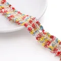 Ruban de dentelle à franges en polyester 2-3cm coloré pour artisanat DIY - 4 Lignes d'Or 3cm de Largeur / 1 Yard/Pack (Environ 0,9m) / Rouge Samba