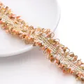 Ruban de dentelle bohème orange et jaune avec franges pour la couture DIY - 4 Lignes d'Or 3cm de Largeur / 1 Yard/Pack (Environ 0,9m) / Orange