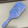 Spazzola per capelli piatta con motivo cielo stellato e base in legno massaggiante - Blu