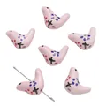 Pink ceramic bird beads with hand-painted dots for DIY bracelet jewelry making - 1 Piece Pack / Pigeon / 20x14mm (Aperture approx 1.5mm) / Pink Polka Dots