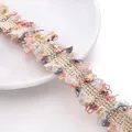 Ruban de dentelle à glands bohème aux tons macaron avec des détails en fil d'or - 4 Lignes d'Or 3cm de Largeur / 1 Yard/Pack (Environ 0,9m) / Gris Mousse