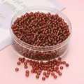 Perles de rocaille en verre ambre 3mm pour bijoux DIY dans un contenant en plastique - 3mm (10g/paquet, env. 300 pièces) / Brun Rougeâtre