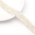 Ruban à franges pastel 2-3cm avec fil doré pour artisanat DIY et décoration de mode - 2 Lignes d'Or 2cm de Largeur / 1 Yard/Pack (Environ 0,9m) / Bleu sarcelle