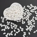 Perles ovales blanches en ABS poli pour la fabrication de bijoux DIY et l'artisanat - Style Ovale / 6x10mm (100 Pièces/Paquet) / Blanc