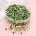 Mélange de perles de rocaille vertes 3mm en boîte ronde pour création de bijoux DIY - 3mm (10g/paquet, env. 300 pièces) / Série Vert Argent