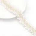 Ruban en dentelle blanche avec fils dorés et bords effilochés pour projets de couture - 4 Lignes d'Or 3cm de Largeur / 1 Yard/Pack (Environ 0,9m) / Blanc