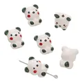 Handmade panda ceramic bead for DIY bracelets with white glaze and green accents - 1 Piece Pack / Bear / 16x19mm (Aperture approx 1.5mm) / White with Green Ears